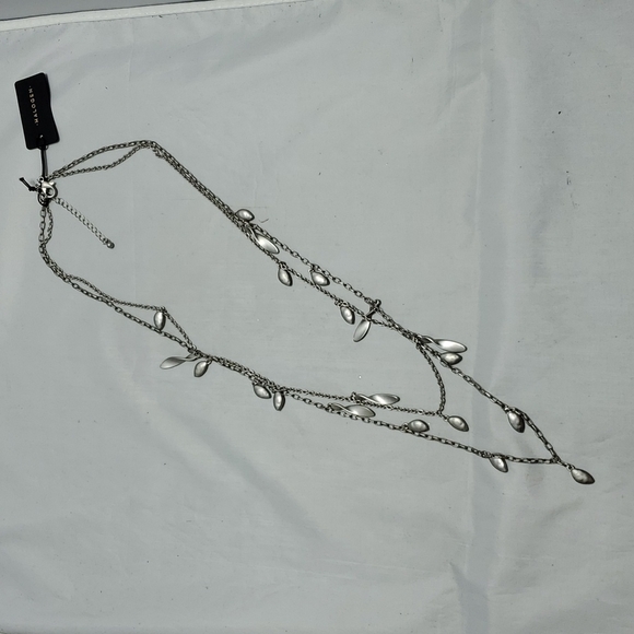 Halogen 2 layer strand brushed silver necklace with charms - Picture 4 of 5